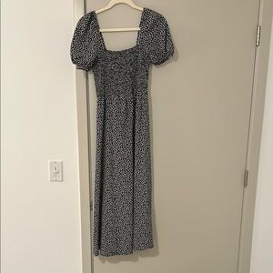 French Connection Blue and White Puff Sleeve Sundress
